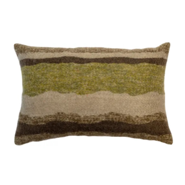 Green Wool Textured Cushion Interior Thirteen