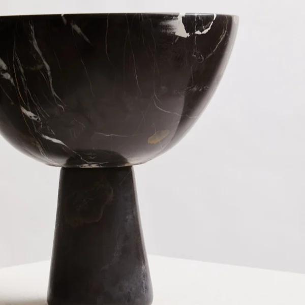 Black Marble Pedestal Bowl Interior Thirteen