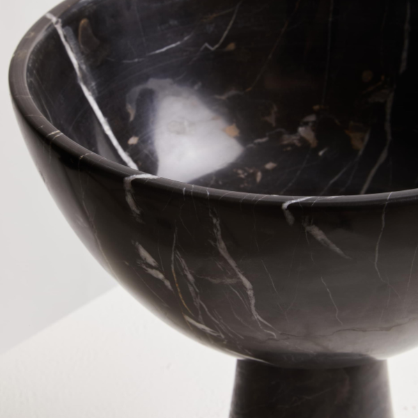 Black Marble Pedestal Bowl Interior Thirteen
