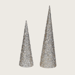 Set of 2 Glitter Cone Trees