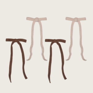 Set of 4 Neutral Knitted Bow Christmas Tree Clips