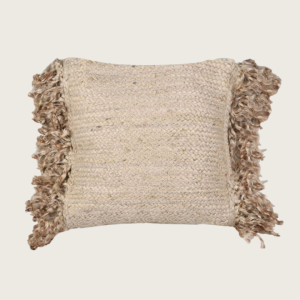 Ivory Jute Fringe Cushion