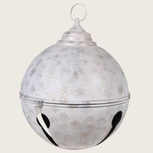 Oversized Distressed White Jingle Bell Christmas Decoration