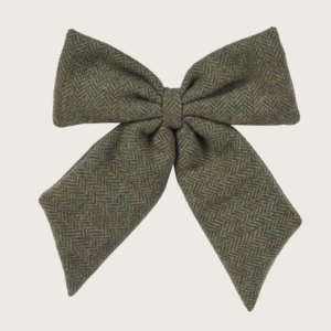 Olive Green Herringbone Bow Christmas Tree Clip