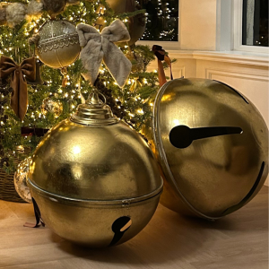 Oversized Aged Gold Jingle Bell Christmas Decoration