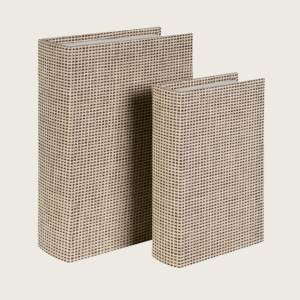 Cream Woven Decorative Book Boxes – Set of 2